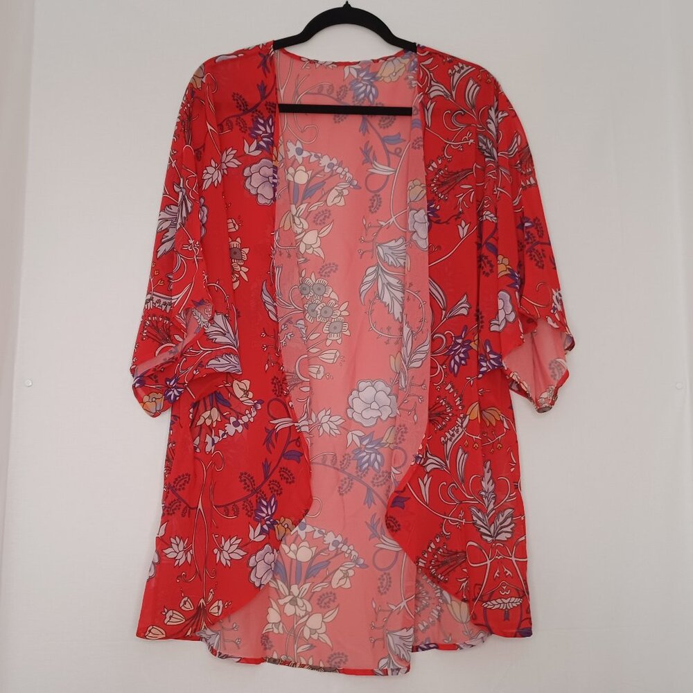 Women's Lightweight Sheer Kimono Style Top Size Large